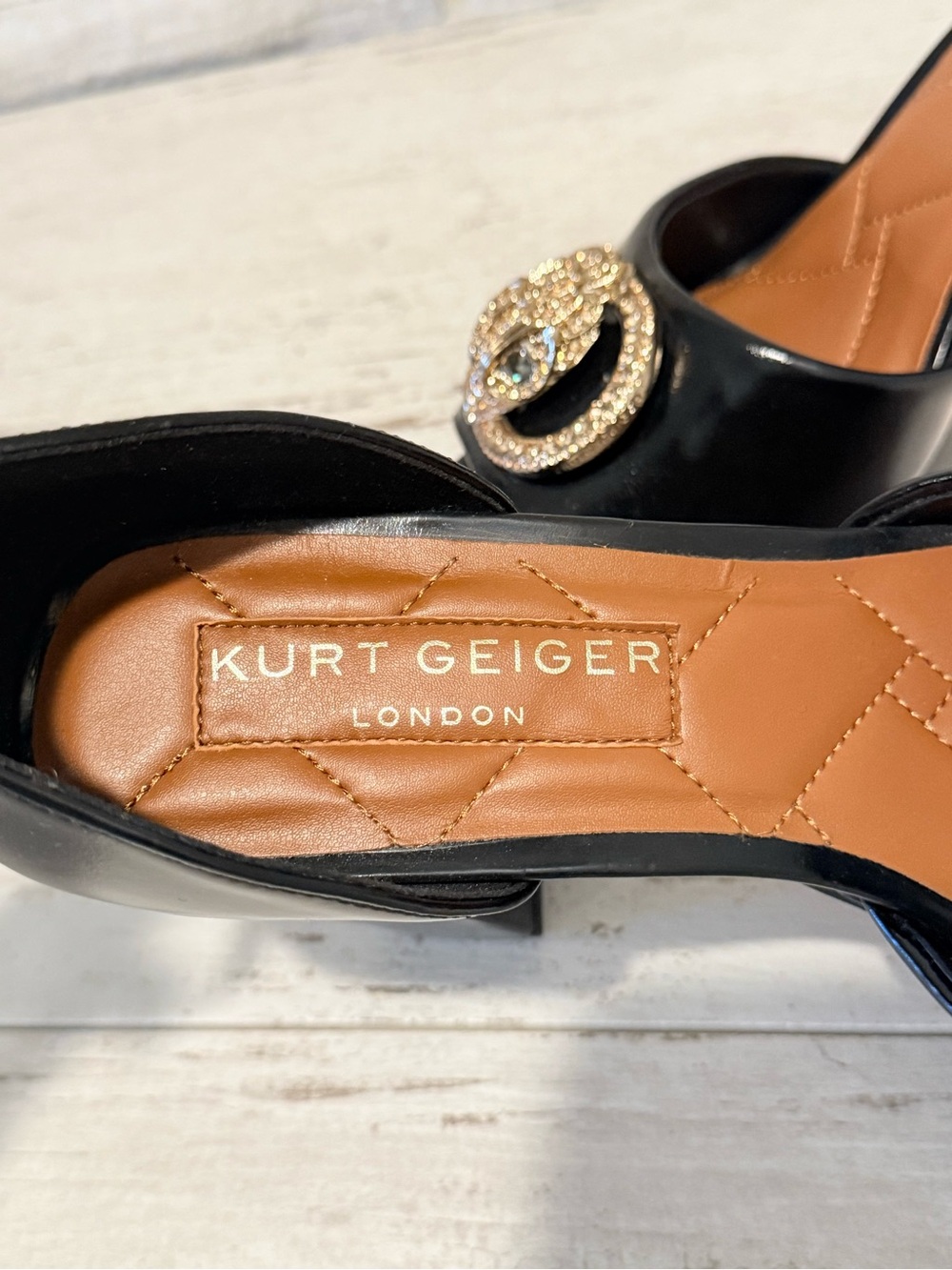 Kurt Geiger London CHELSEA PLATFORM HEEL Black Patent Leather Sz 41 EU/US 10 New - Picture 9 of 15